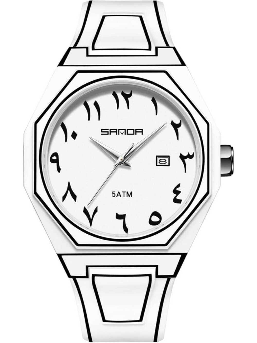 Men's White Analog Silicone Strap Unique Anime-Inspired Arabic Dial Wrist Watch